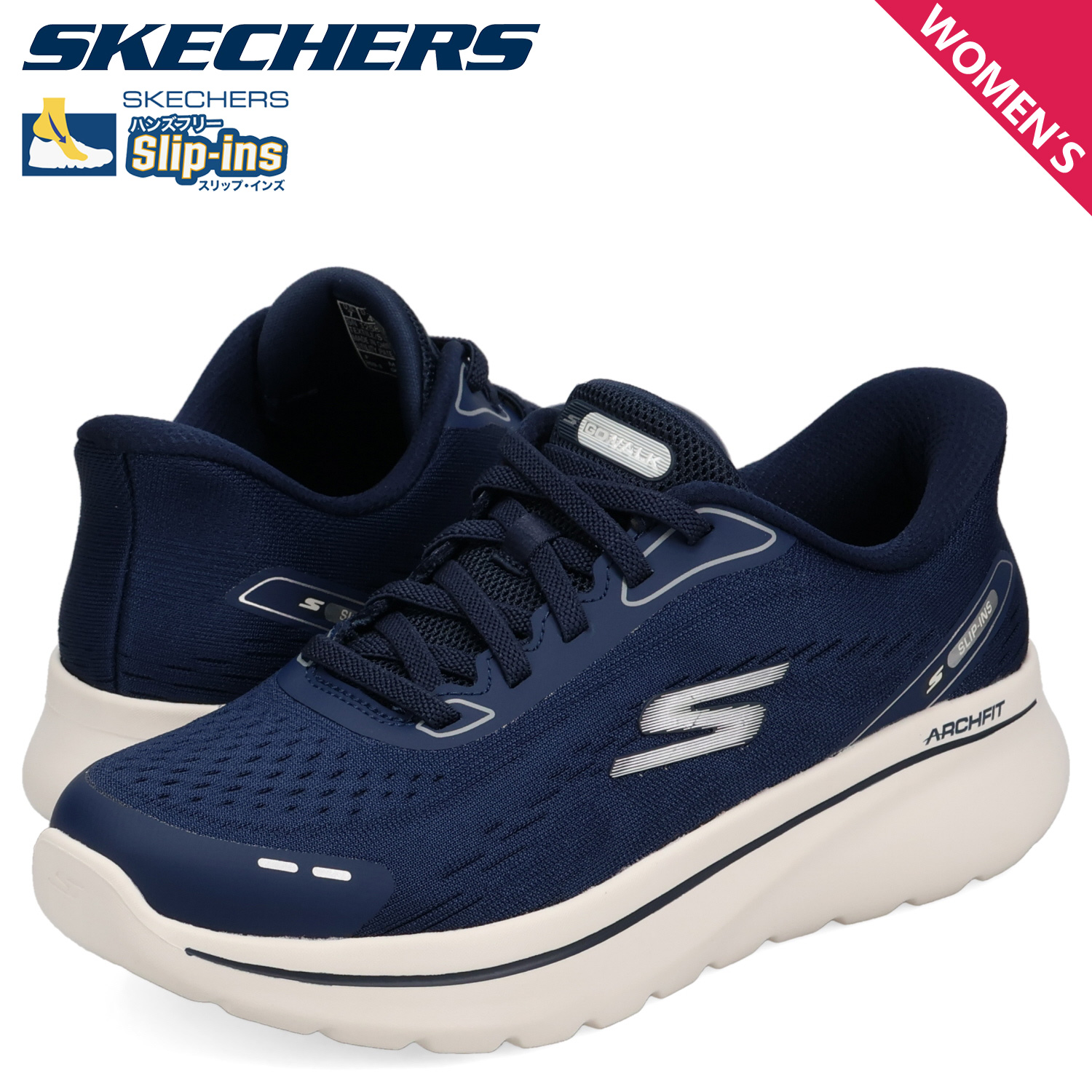 SKECHERS スケッチャーズ スリップインズ スニーカー ネイビー 23.5 スケッチャーズ スリップインズ スニーカー 靴 レディース 幅広