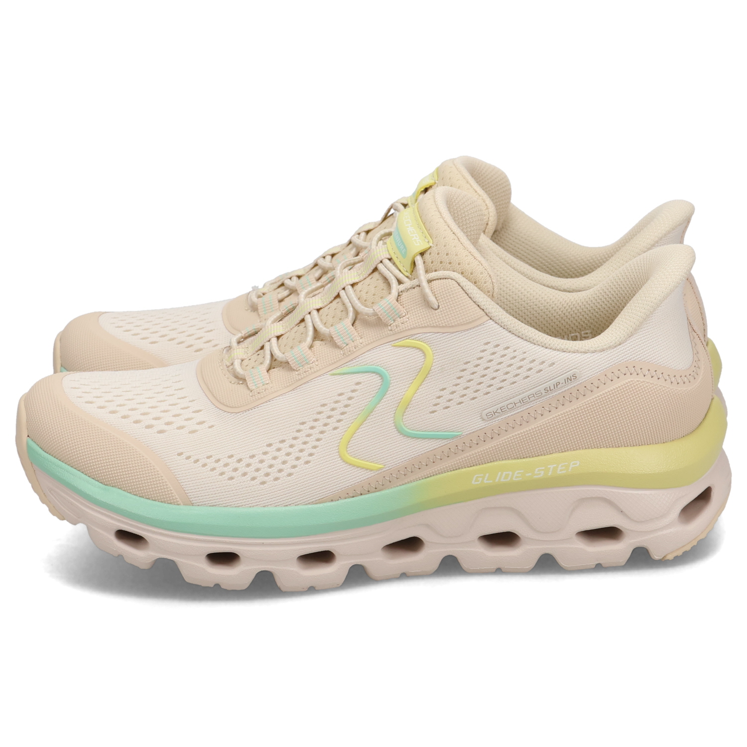 【新品✨】スケッチャーズ スリップインズ 23㎝ ベージュ　メッシュ 厚底 SKECHERS スケッチャーズ スリップインズ グライドステップ