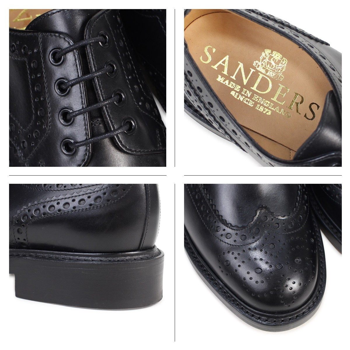 サンダース 靴 SANDERS ミリタリー オックスフォード シューズ ウイングチップ ビジネス FAKENHAM 9317B メンズ
