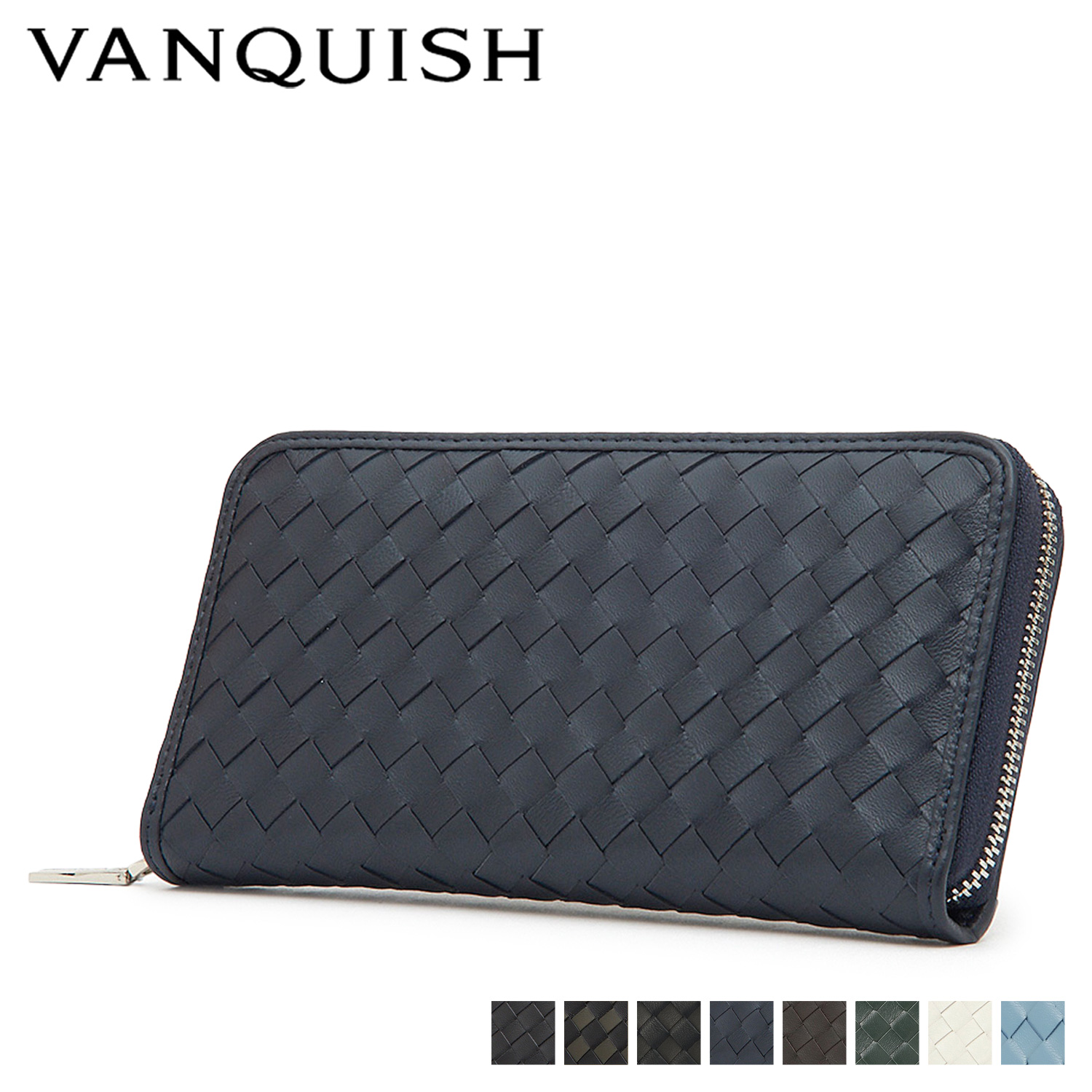 VANQUISH/ヴァンキッシュ】 ﾗﾑ革編込みﾗｳﾝﾄﾞZIP WALLET - 財布