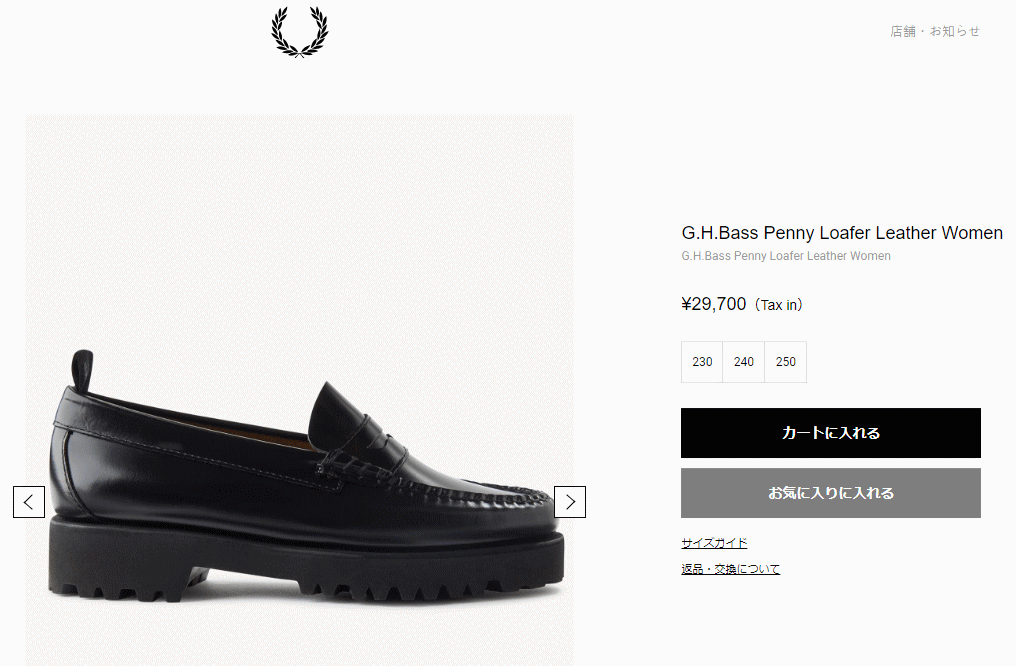 FRED PERRY（フレッドペリー） ウィメンズ ペニーローファー G.H.Bass