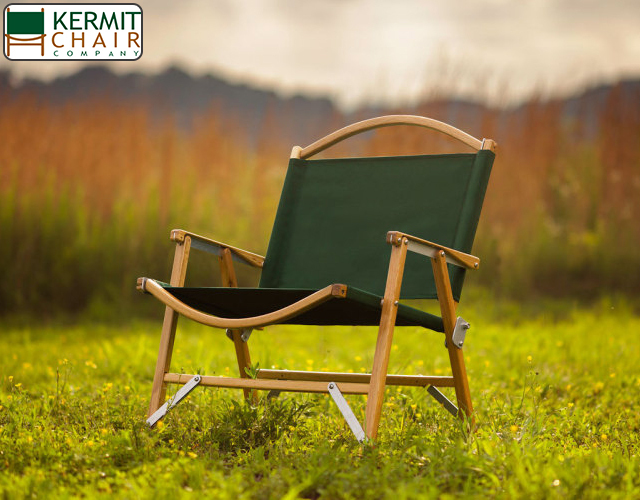 Kermit Chair Standard Oak Camping Fold Chair Forest Green