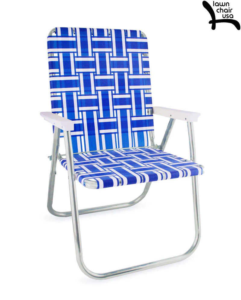 LAWN CHAIR USA BLUE AND WHITE STRIPE CLASSIC FOLDING CHAIR 「Made 