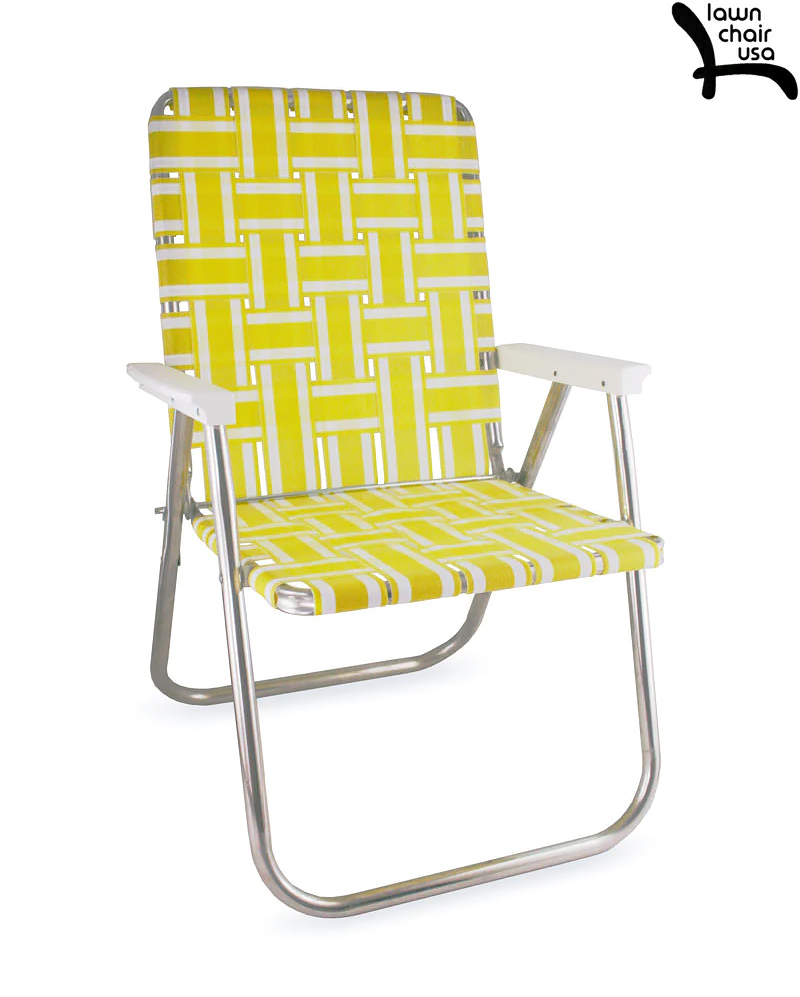LAWN CHAIR USA YELLOW AND WHITE STRIPE CLASSIC 