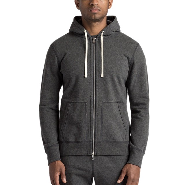 REIGNING CHAMP TWILL TERRY FULL ZIP HOODIE GRAY SIZE M RC-3205-1-