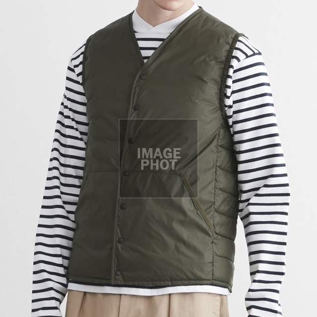 BARBOUR 「WHITE LABEL」 COLLARLESS BAFFLE GILET