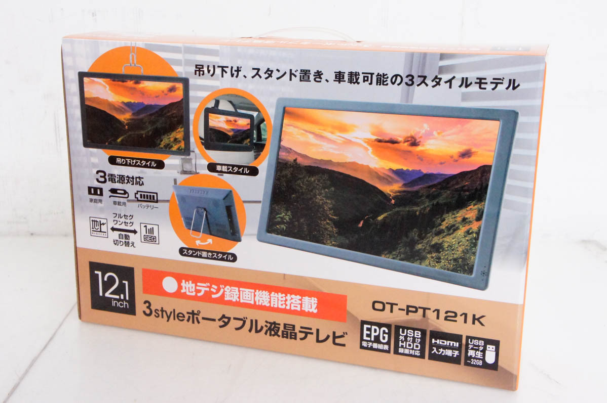 Diamond head / 携帯テレビ・ポータブルテレビ OVER TIME OT-PT121K 未使用 ダイアモンドヘッド 12.1インチ 録画機能付きポータブルテレビ