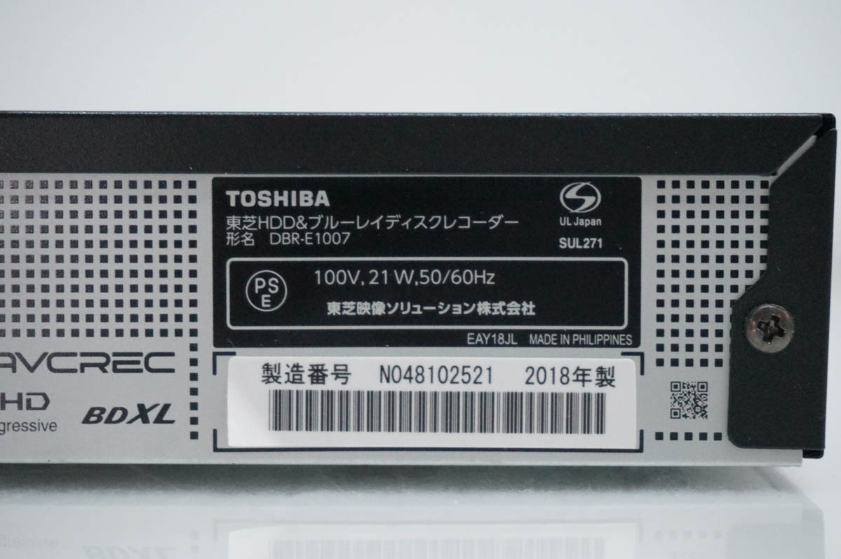 DBR-E1007(東芝)2018年製 Amazon | レグザブルーレイ DBR-E1007 [BD