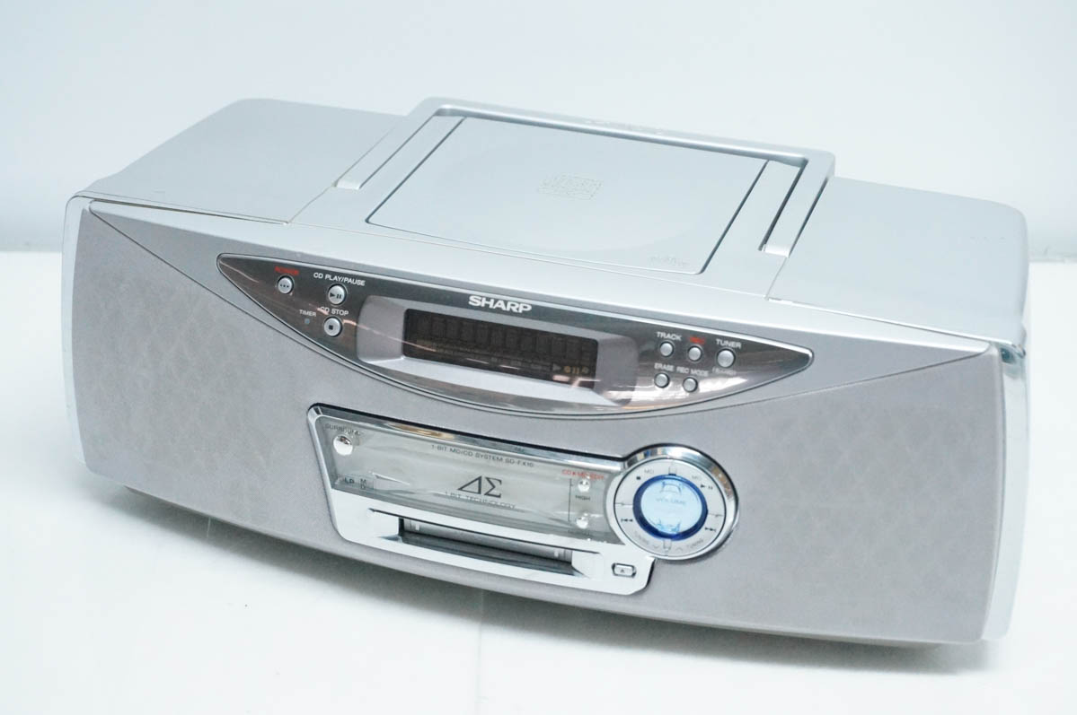 シャープMDシステムSD-FX10桃 中古品 CDラジカセ MDラジカセとMD 中古 SHARPシャープ 1ビットMD/CDシステム Auvi CD／MD／ラジオ MDLP