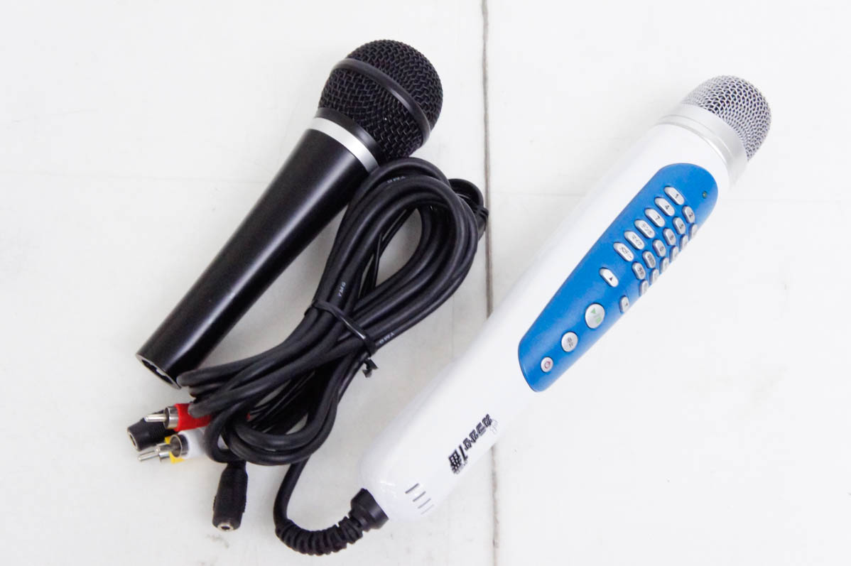 中古 夢グループ パーソナルカラオケマイク カラオケ1番 YK-3008 家庭用カラオケ ペアマイク付き