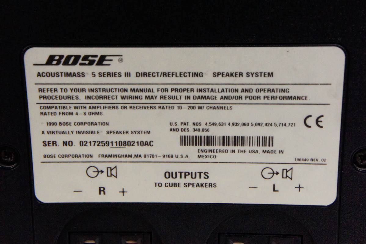 中古 BOSEボーズ Bose Acoustimass 5 Series III speaker system