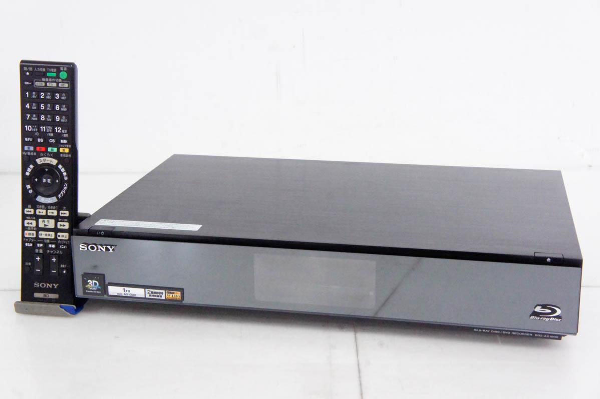 中古 SONYソニー ブルーレイレコーダー HDD1TB/Wチューナー ブルーレイ3Dディスク対応 BDZ-AX1000｜snet-shop