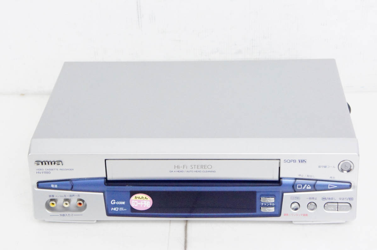 中古 aiwaアイワ VHSビデオカセットレコーダー ビデオデッキ HV-FR80