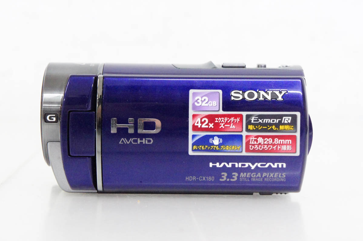 【美品】SONY HANDYCAM HDR-180 ブルー　動作確認済 SONY（ソニー） ビデオカメラ SONY HDR-CX180 (L) ブルー 中古 新品SD