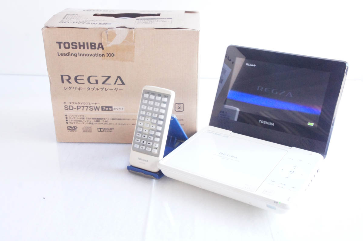 中古 東芝TOSHIBA 7V型ポータブルDVDプレーヤー REGZAレグザ SD-P77SW
