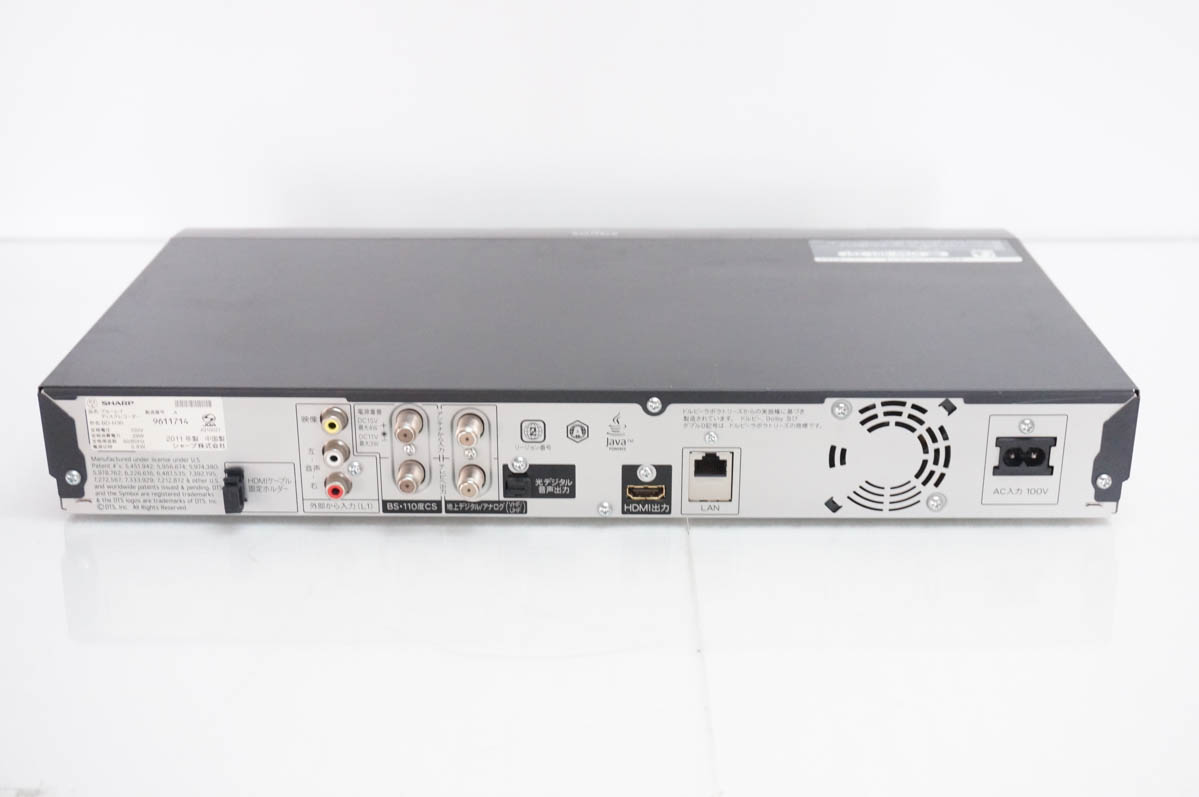 中古 訳あり SHARPシャープ ブルーレイディスクレコーダー AQUOS