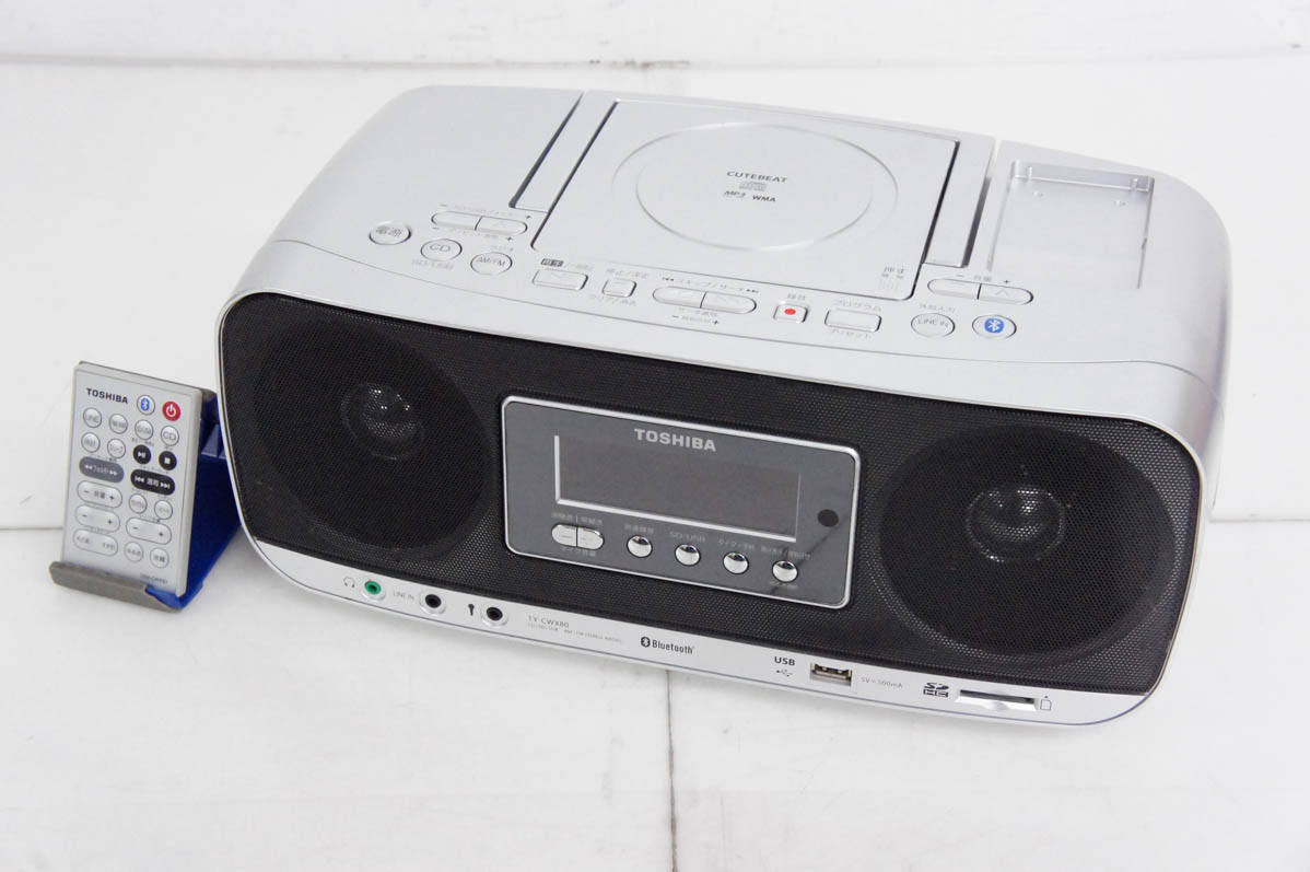 中古 C 東芝TOSHIBA Bluetooth対応CD付ラジカセ TY-CWX80-S