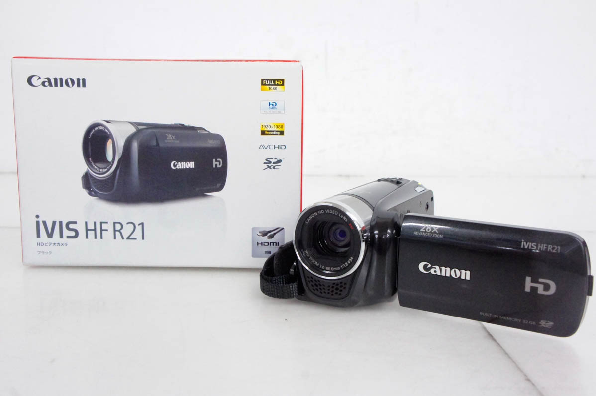 中古 C Canonキャノン ハイビジョンデジタルビデオカメラ メモリータイプ iVIS HF R21 32GB