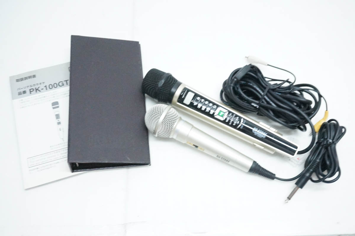 中古 ON STAGE オンステージ 家庭用カラオケ PK-100GT パーソナルカラオケ 1000曲内蔵 ペアマイク付き