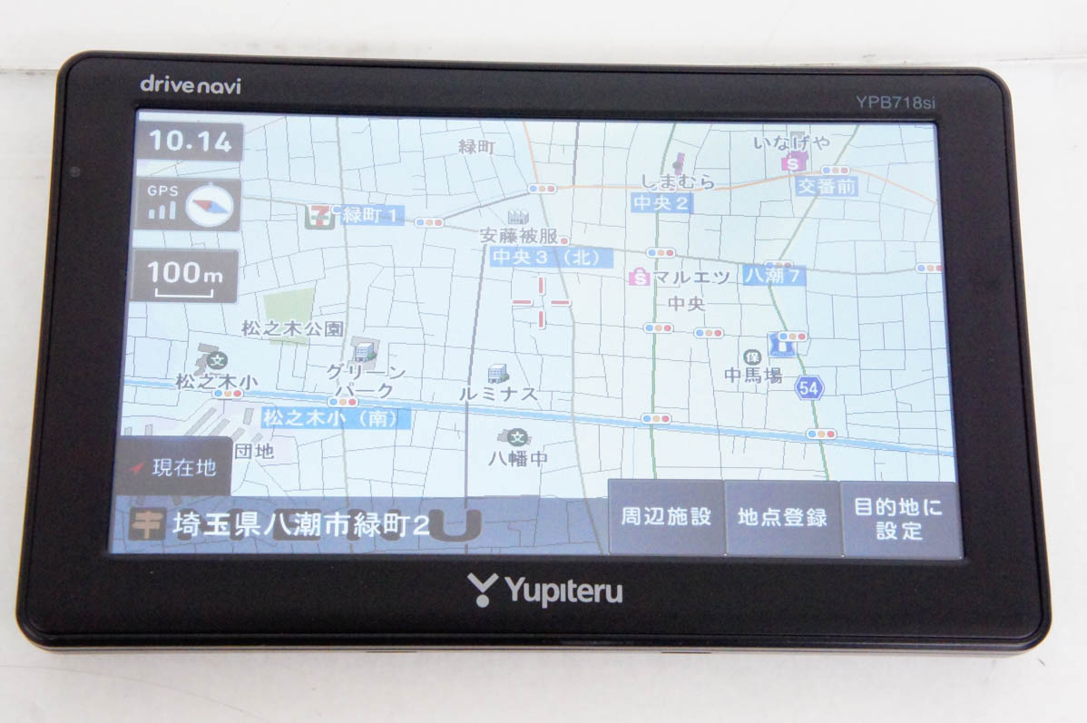 中古 Yupiteruユピテル 7V型 ワンセグ搭載 ポータブルカーナビ YPB718P