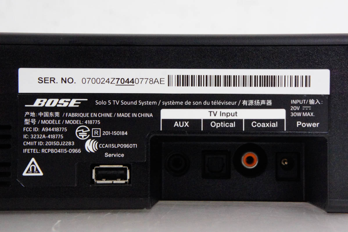 ジャンク品 BOSE Solo 5 TV Sound System 本体 ジャンク品】BOSE SOLO 5 TV SOUND SYSTEM BLACK オーディオ機器