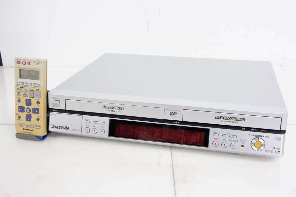 中古 Panasonicパナソニック DIGA DMR-E70V DVDプレーヤー一体型VHSビデオデッキ ダビング機能付