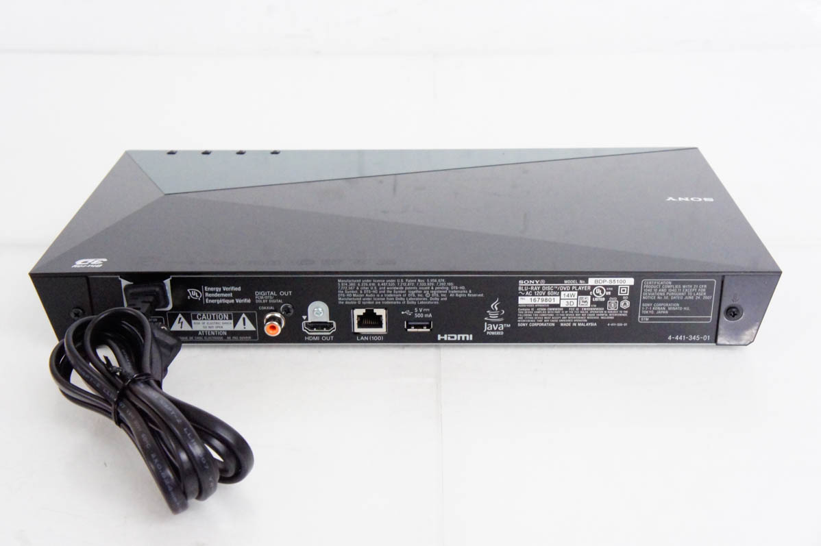 中古 SONYソニー ブルーレイディスクプレーヤー BDP-S5100 海外版 BD