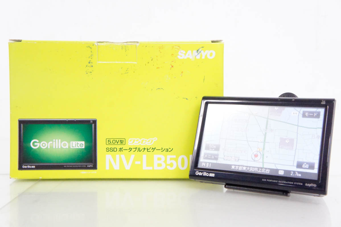 中古 C SANYOサンヨー 5V型 ワンセグチューナー内蔵 SSDポータブルナビゲーション Gorilla Lite NV-LB50DT｜snet-shop