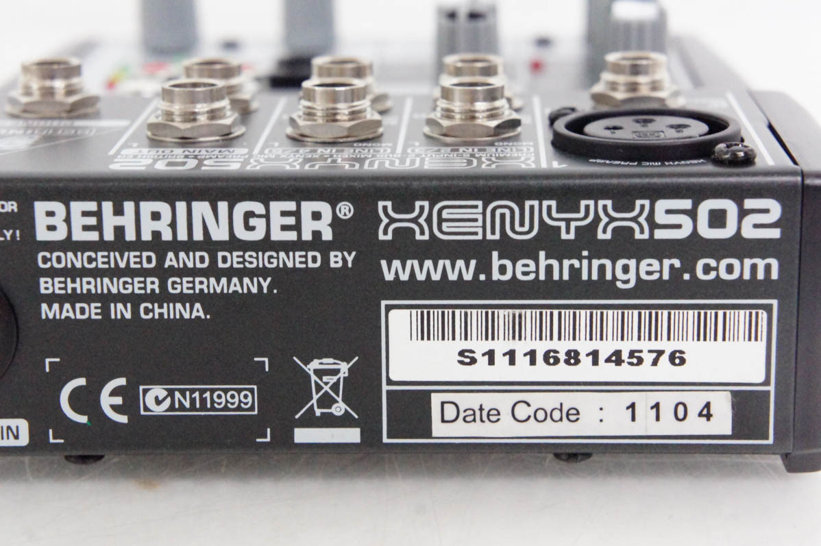 【美品】 ベリンガー アナログミキサー  5チャンネル  XENYX 502 ○即納可能！】BEHRINGER(ベリンガー)/PAミキサー/502 XENYX -DJ