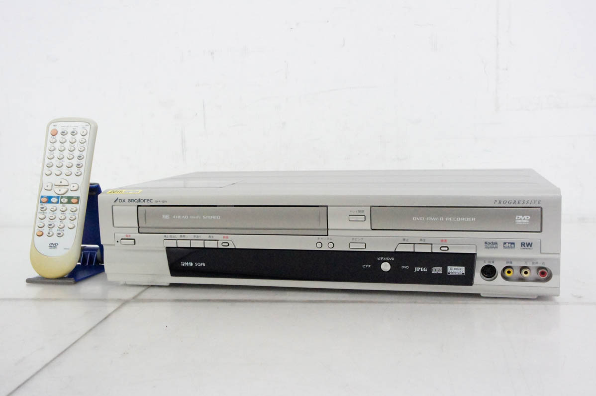 中古 DXアンテナ VHSビデオデッキ一体型DVDレコーダー DVR-120V 地デジ非対応 ダビン ...