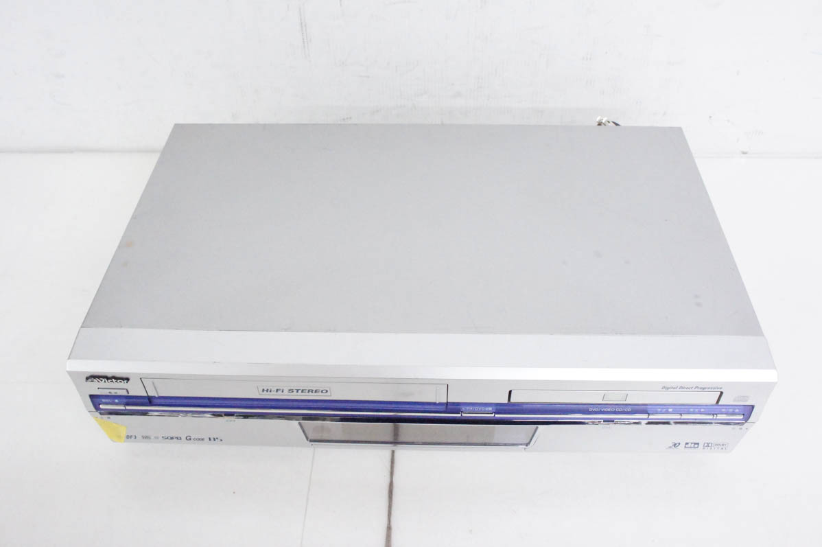 中古 JVC Victorビクター DVDプレーヤー一体型VHSビデオ HR-DF3 ビデオ