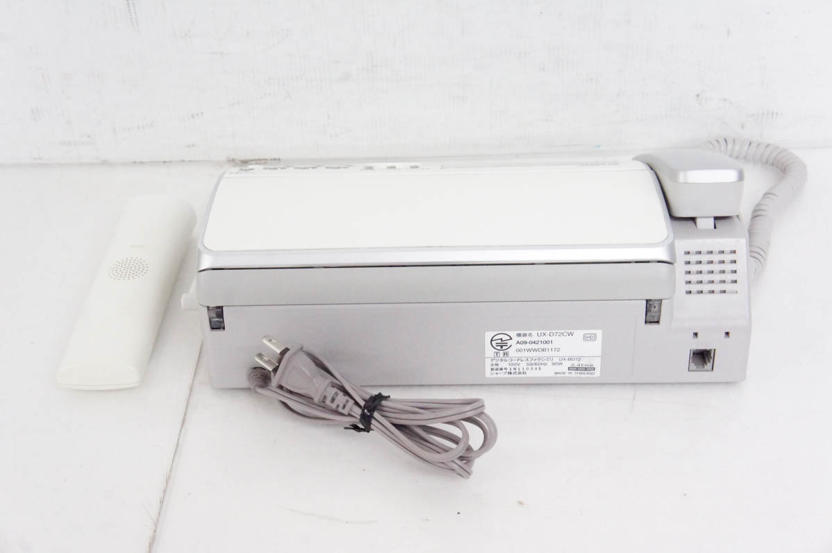 中古 SHARPシャープ 普通紙FAX UX-D72CW fappyファッピィ 子機1台付き｜snet-shop｜04