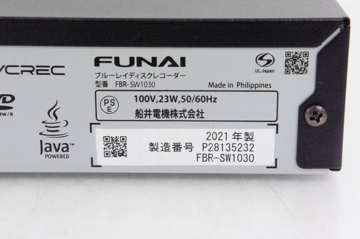 20年■FBR-SW1030【未使用品】FUNAI/ブルーレイディスクレコーダー FBR-SW1030｜レコーダー／プレーヤー｜FUNAI製品情報