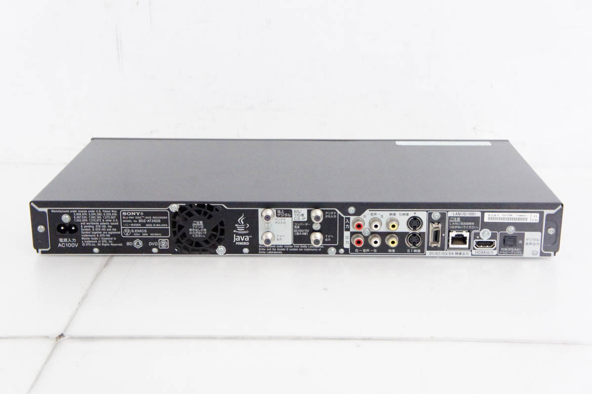 【中古美品】SONY　ブルーレイレコーダー　500GB　BDZ-AT350S 中古 SONYソニー ブルーレイディスク/DVDレコーダー BDZ-AT350S