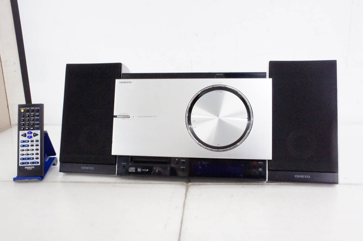 ONKYO CD/MDミニコンポ 「X-T1X」動作OK★リモコン付き オンキヨー、スタイリッシュCD/MDコンポの音質強化版
