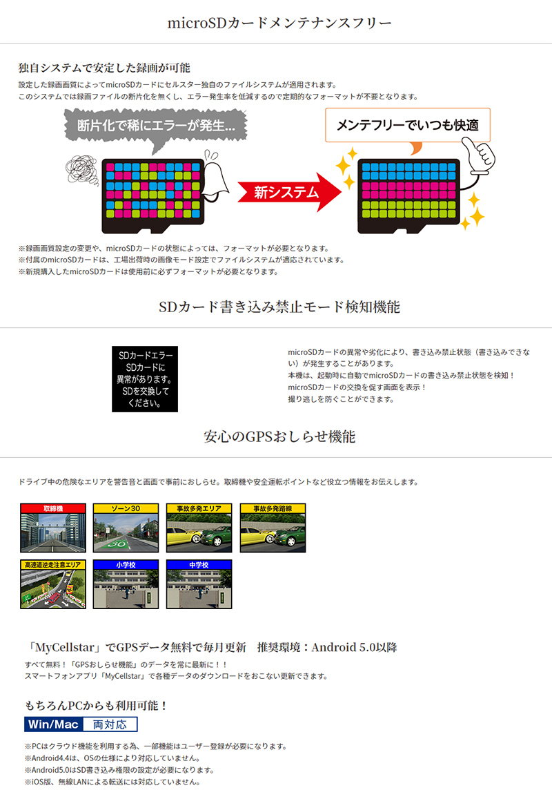 CELLSTAR セルスター CSシリーズ 180°+180°2カメラ360°+リヤ1の CELLSTAR セルスター CSシリーズ 180°+180°2カメラ360°+リヤ1の