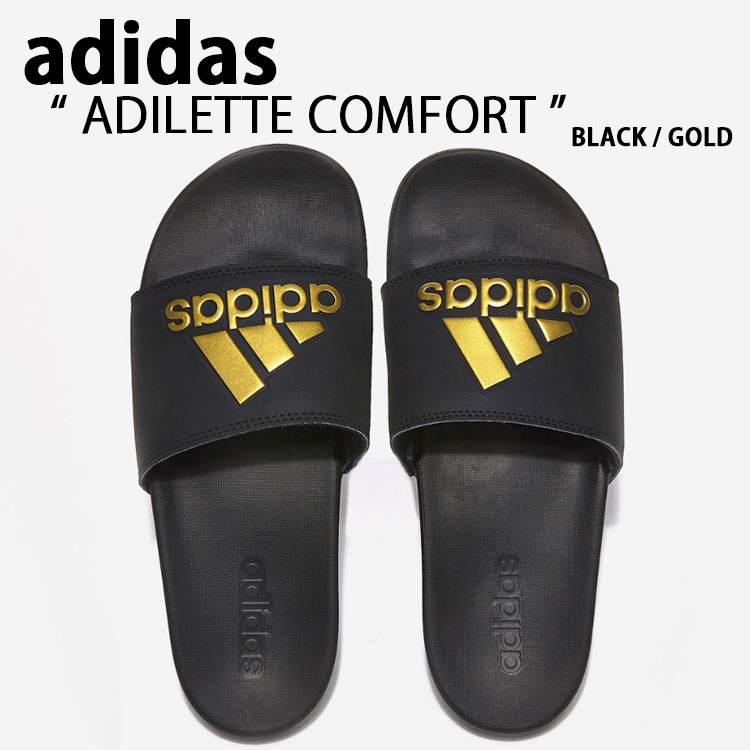 adidas slides black and gold