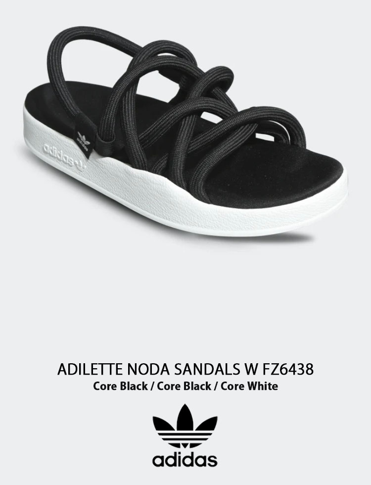 adidas Originals アディダス オリジナルス サンダル スリッパ ADILETTE NODA SANDALS FZ6438 アディレッタ  ノダ W Black White ブラック ホワイト レディース