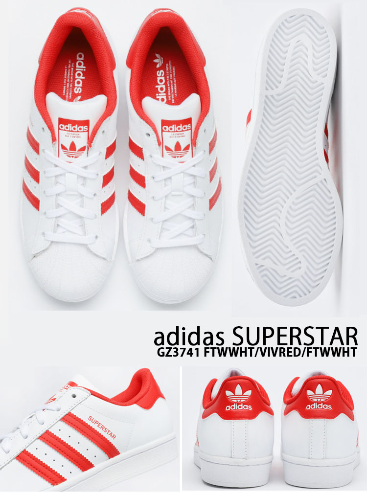 Adidas superstar clearance w red white