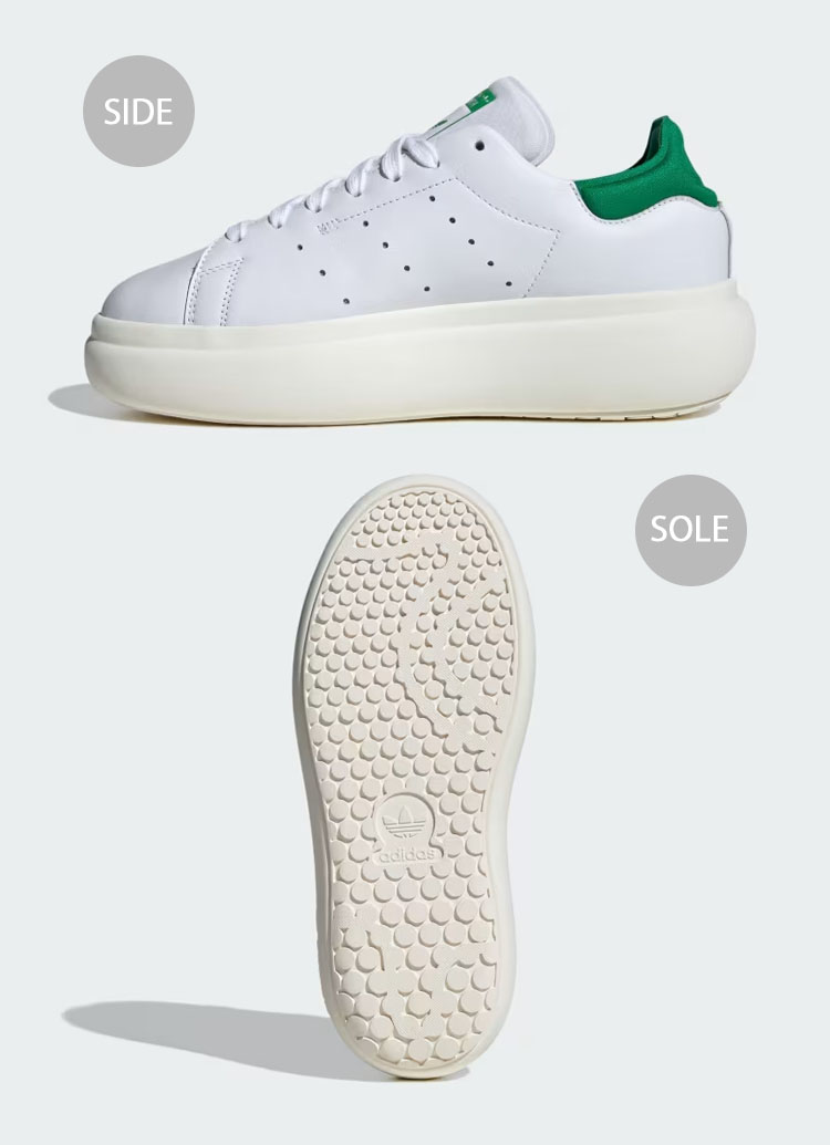 美品✴︎adidas Stan Smith ホワイト/グリーン スニーカー厚底 adidas originals アディダス スニーカー 厚底 STANSMITH PF W