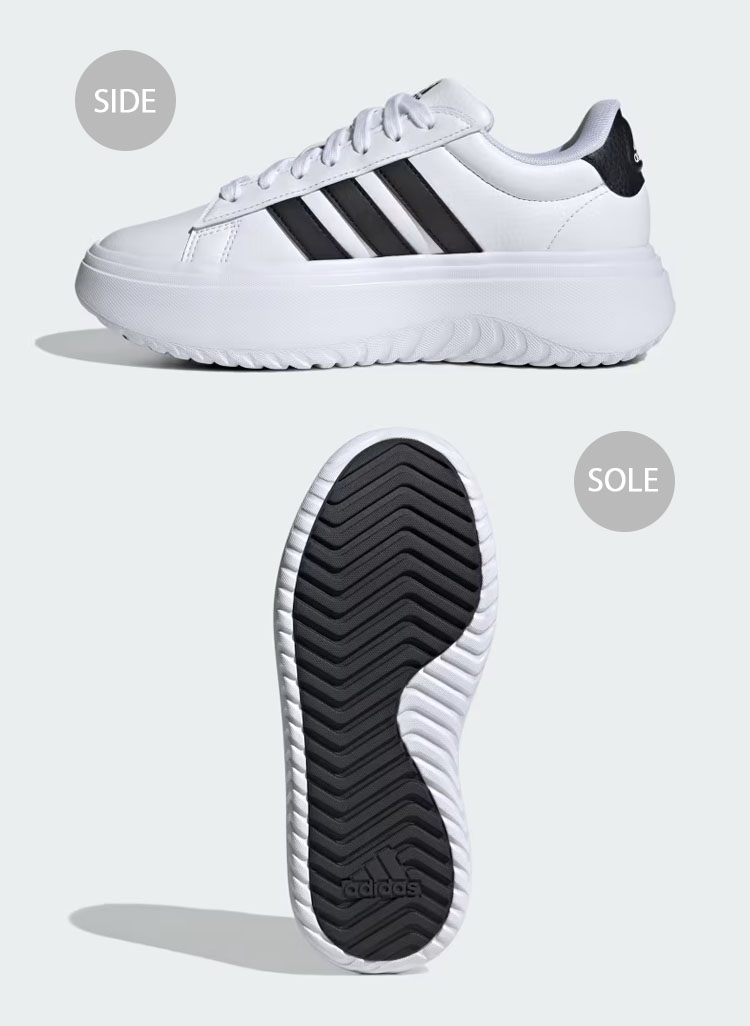 adidas（アディダス） スニーカー 厚底 GRANDCOURT PLATFORM IE1092