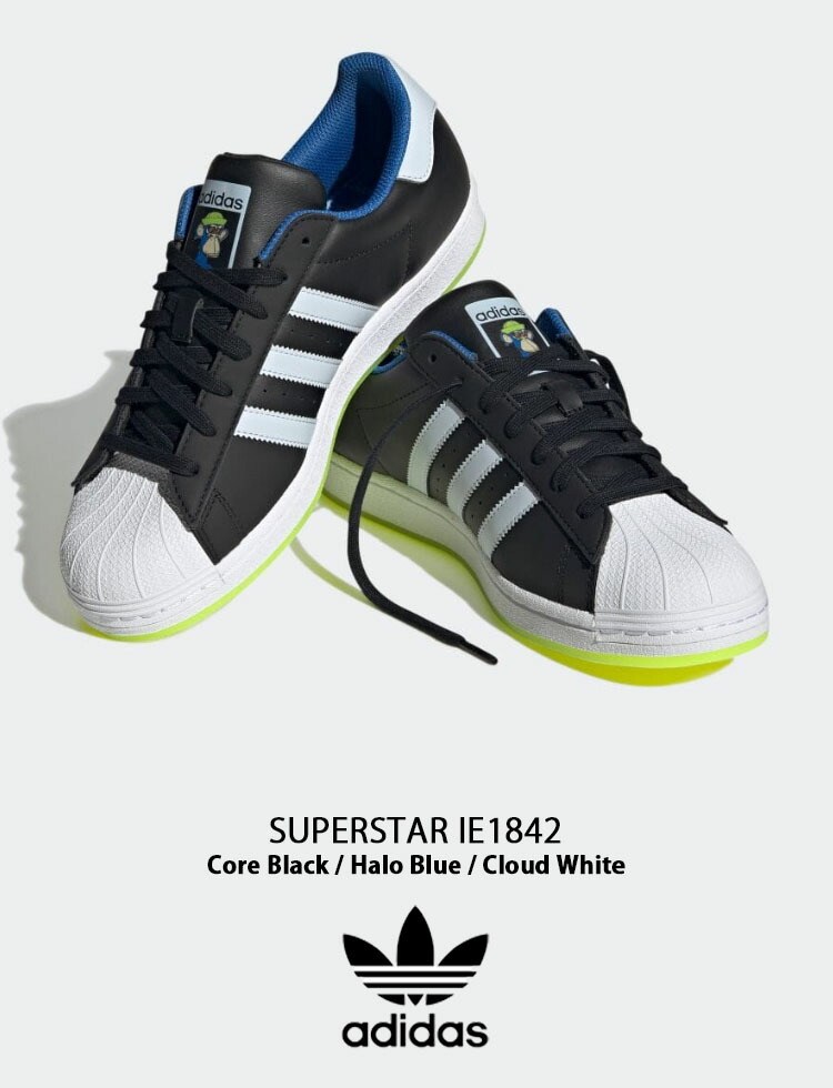 Adidas superstar black outlet and blue