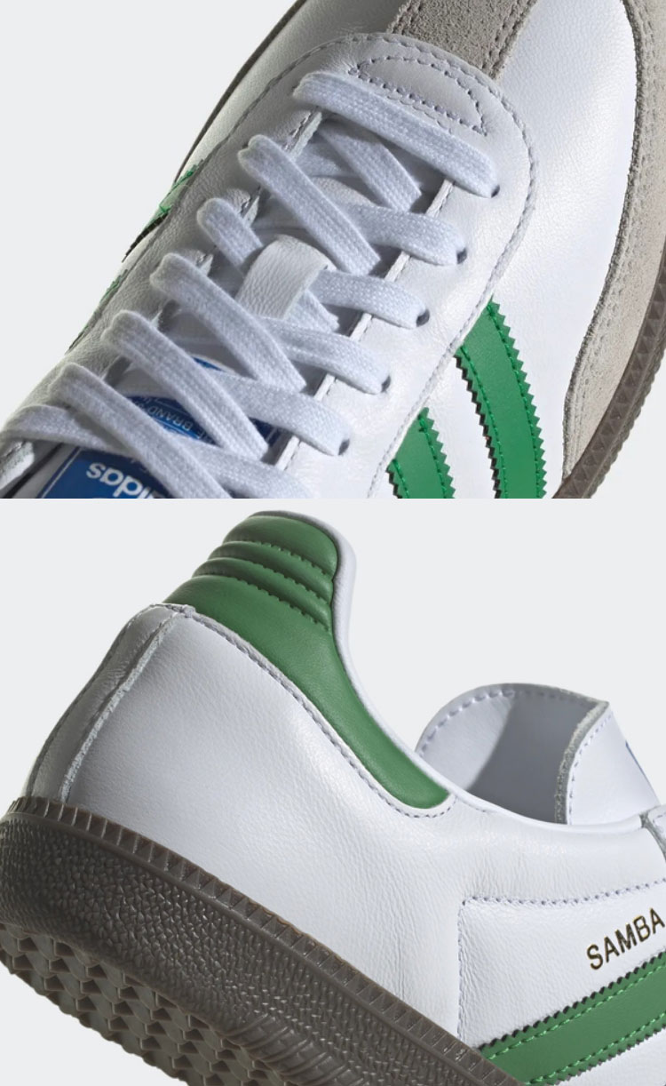 adidas アディダス スニーカー SAMBA OG IG1024 サンバ オリジナル WHITE GREEN シューズ レザーアッパー 本革  ホワイト グリーン ガムラバーソール