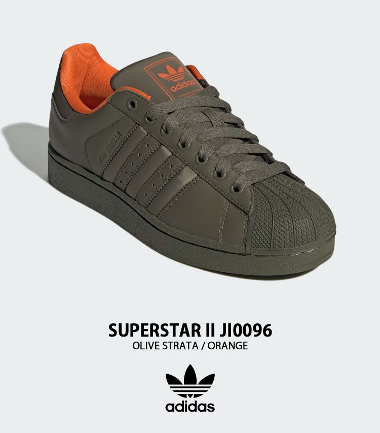 【adidas】SUPERSTAR II JI0096 オリーブ/オレンジ ユニセックス adidas originals アディダス スニーカー SUPERSTAR II JI0096