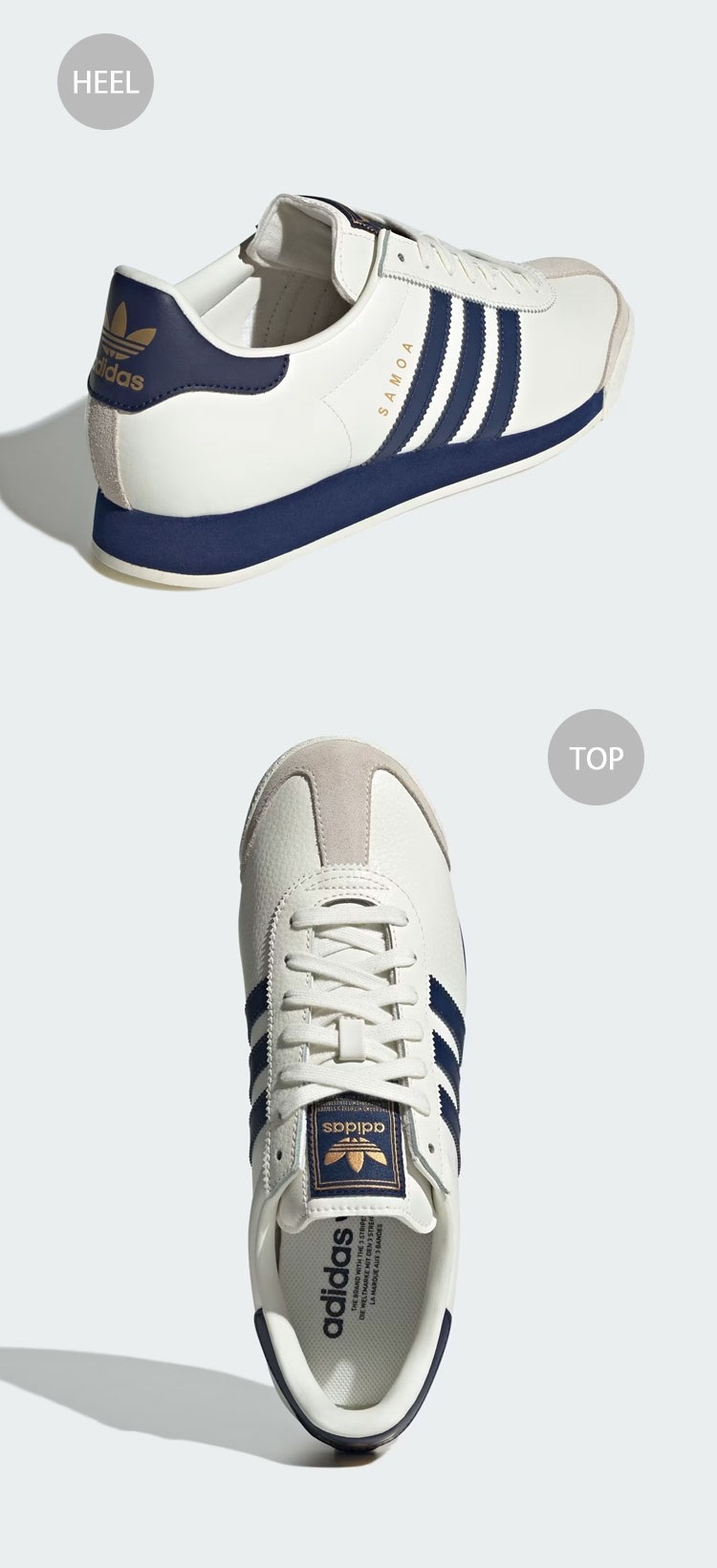 adidas SAMOA White Dark Blue Gold アディダス JQ0047 Adidas Samoa Leather Shoes 'White/Dark Blue' - JQ0047
