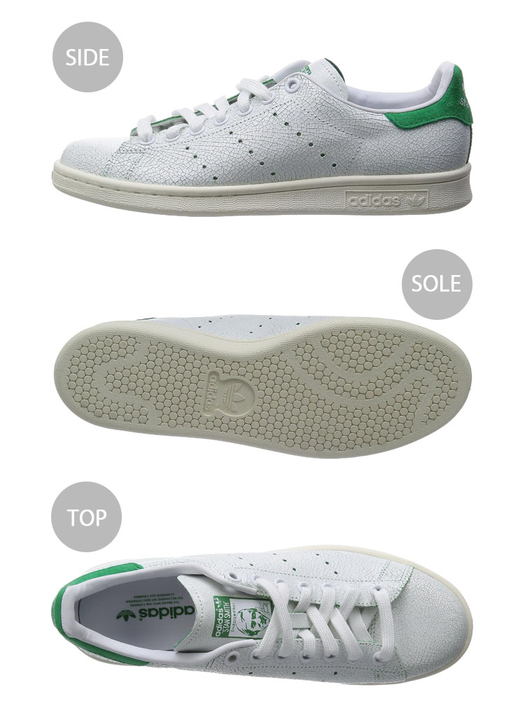 adidas Originals アディダス オリジナルス スニーカー STANSMITH WHITE GREEN M19585 スタンスミス  クラッキングレザー レザー 本革 ホワイト グリーン