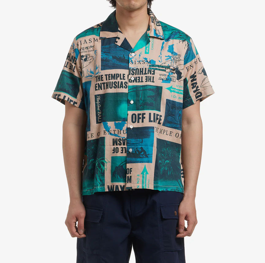 Deus Ex Machina デウスエクスマキナ プリントシャツ WAY OFF SHIRT カジュアルシャツ アロハシャツ BLUE ORANGE 半袖シャツ 柄シャツ DEUS EX MACHINA（デウスエクスマキナ） プリントシャツ WAY OFF SHIRT