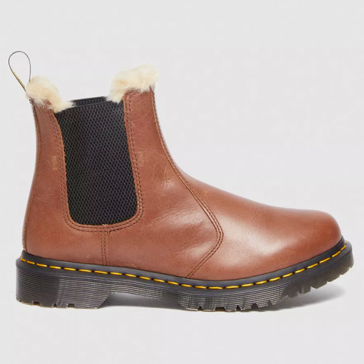 Dr.Martens ドクターマーチン サイドゴア レザーシューズ  2976 LEONORE WOMENS FAUX FUR-LINED CHELSEA BOOTS 27784225 Tan FARRIER チェルシーブーツ