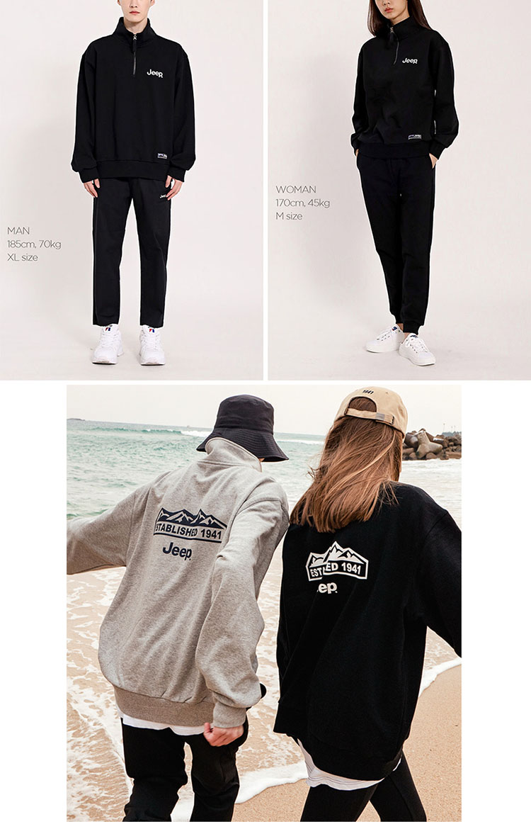 Jeep ジープ スウェット Half Zip-Up M-Logo Sweat ハーフジップ 