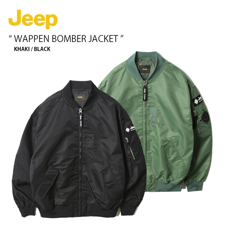 Jeep ジープ MA-1 WAPPEN BOMBER JACKET ワッペン ボンバー ジャケット MA1 ロゴ カーキ ブラック メンズ  レディース 男性用 女性用 JN1JPU201